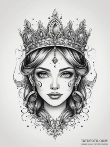 Tattoo sketch tiara, ink illustration for tat… — эскиз тату (№1757530278_0, 10.09.2025 18:51) — Tatufoto.com