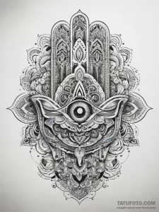 Tattoo sketch hamsa with a hand, tattoo flash… — эскиз тату (№1757532428_0, 10.09.2025 19:27) — Tatufoto.com