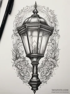 Tattoo sketch street light with a person, tat... - эскиз тату (№1757533015_0, 10.09.2025 19:36) — Tatufoto.com