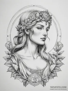 Tattoo sketch roman goddess minerva - эскиз тату (№1757534771_0, 10.09.2025 20:06) — Tatufoto.com
