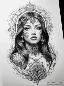 Tattoo sketch sacred portrayal - эскиз тату (№1757534964_0, 10.09.2025 20:09) — Tatufoto.com