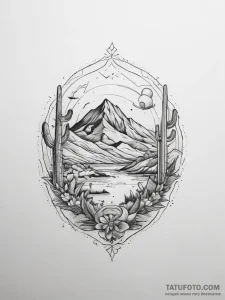Tattoo sketch desert, tattoo flash sheet desi... - эскиз тату (№1757538620_0, 10.09.2025 21:10) — Tatufoto.com