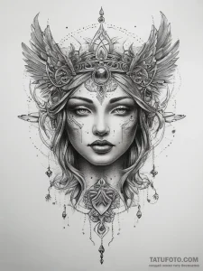 Tattoo sketch divine entity, concept art for... - эскиз тату (№1757539584_0, 10.09.2025 21:26) — Tatufoto.com