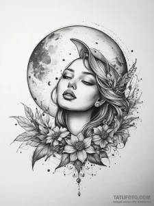 Tattoo sketch moon tattoo - эскиз тату (№1757543265_0, 10.09.2025 22:27) — Tatufoto.com