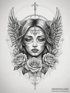 Tattoo sketch angel halo, tattoo line art, bl... - эскиз тату (№1757544426_0, 10.09.2025 22:47) — Tatufoto.com