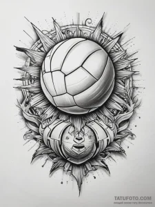 Tattoo sketch volleyball with a sun, concept... - эскиз тату (№1757544619_0, 10.09.2025 22:50) — Tatufoto.com