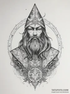 Tattoo sketch wizard casting spell, tattoo dr... - эскиз тату (№1757546744_0, 10.09.2025 23:25) — Tatufoto.com