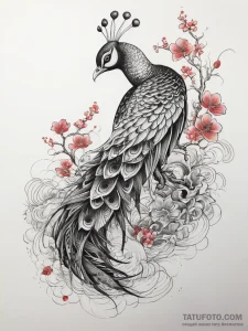 Tattoo sketch peacock tattoo, tattoo line art... - эскиз тату (№1757546937_0, 10.09.2025 23:28) — Tatufoto.com