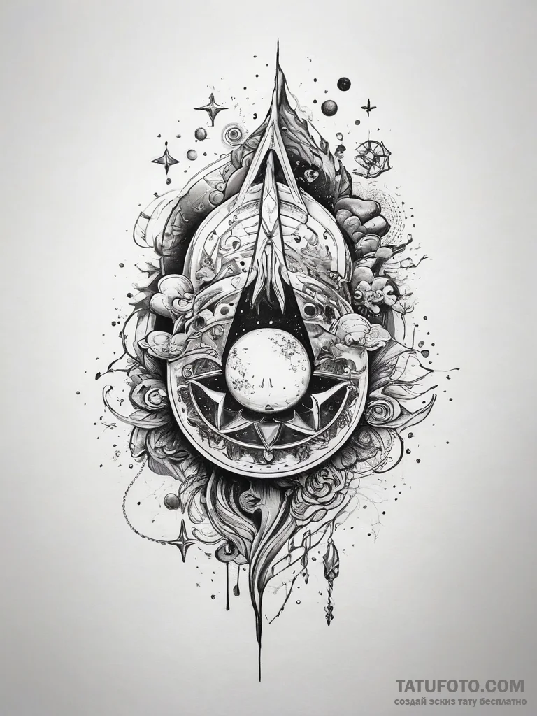 Tattoo sketch cosmic tale - эскиз тату (№1757547130_0, 10.09.2025 23:32) — Tatufoto.com