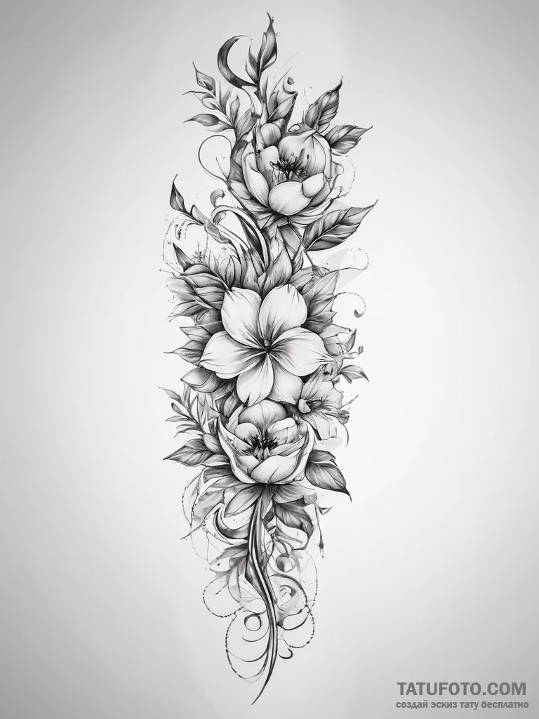 Tattoo sketch sensual forearm with a floral p... - эскиз тату (№1757547323_0, 10.09.2025 23:35) — Tatufoto.com