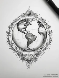 Tattoo sketch earth - эскиз тату (№1757548482_0, 10.09.2025 23:54) — Tatufoto.com