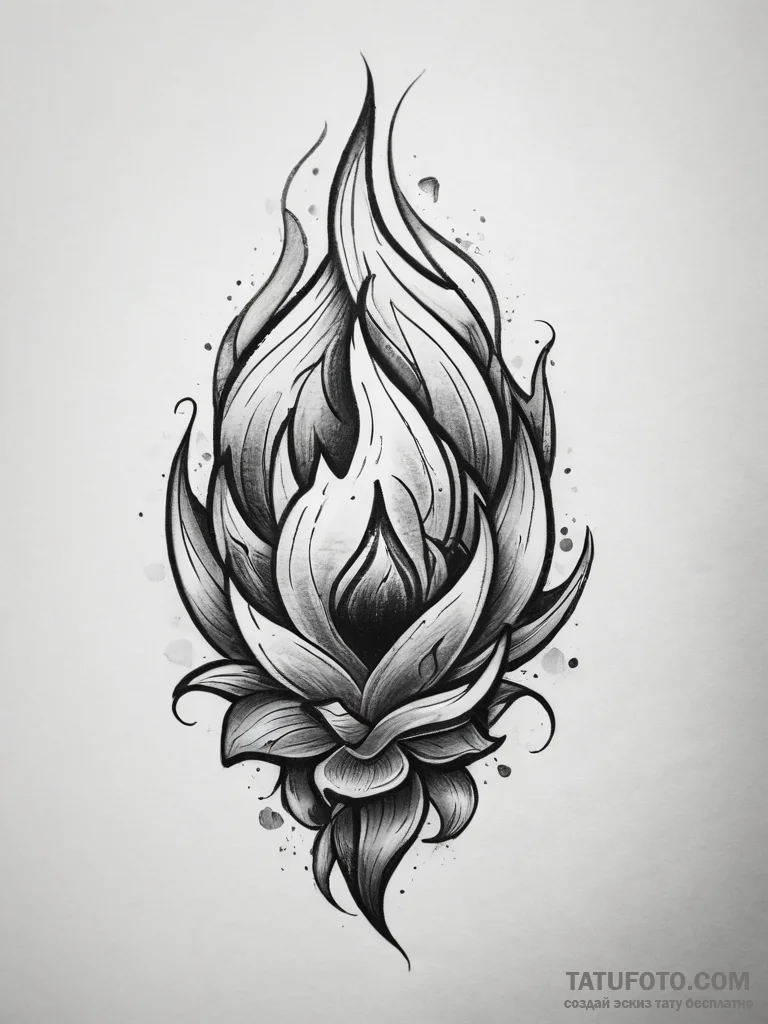 Tattoo sketch fire, tattoo line art, bold out... - эскиз тату (№1757551958_0, 11.09.2025 00:52) — Tatufoto.com