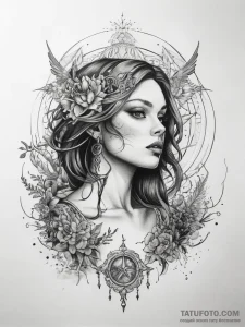 Tattoo sketch mystical scene - эскиз тату (№1757552151_0, 11.09.2025 00:55) — Tatufoto.com