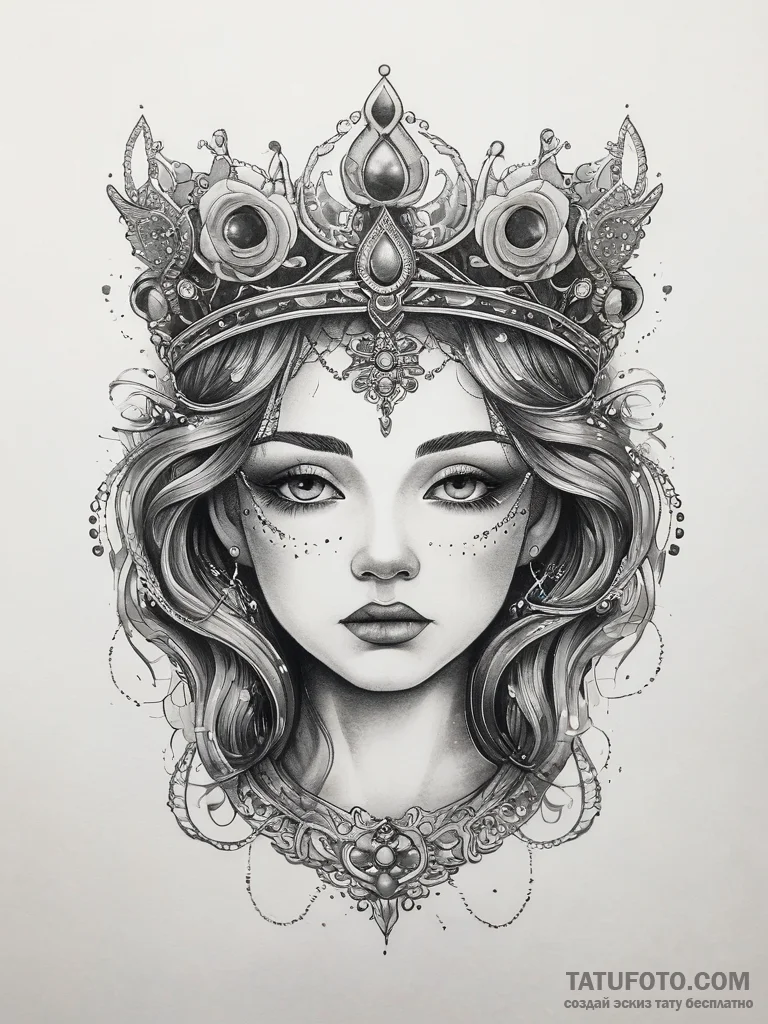 Tattoo sketch tiara, concept art for tattoo,... - эскиз тату (№1757552344_0, 11.09.2025 00:59) — Tatufoto.com