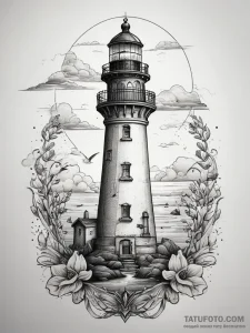 Tattoo sketch lighthouse, concept art for tat... - эскиз тату (№1757553503_0, 11.09.2025 01:18) — Tatufoto.com