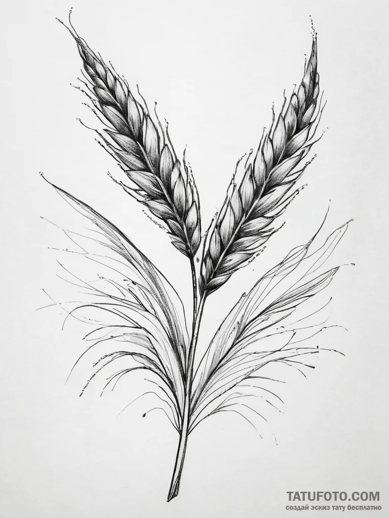 Tattoo sketch wheat, tattoo line art, bold ou... - эскиз тату (№1757554470_0, 11.09.2025 01:34) — Tatufoto.com