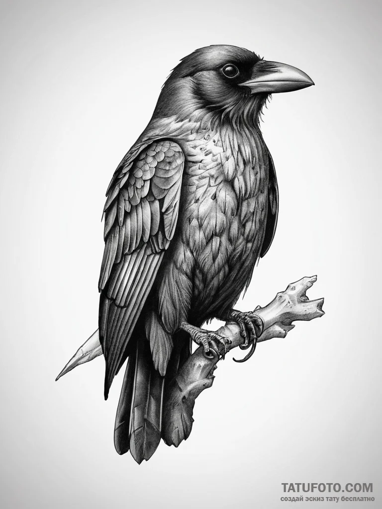 Tattoo sketch raven, tattoo flash sheet desig... - эскиз тату (№1757554858_0, 11.09.2025 01:40) — Tatufoto.com