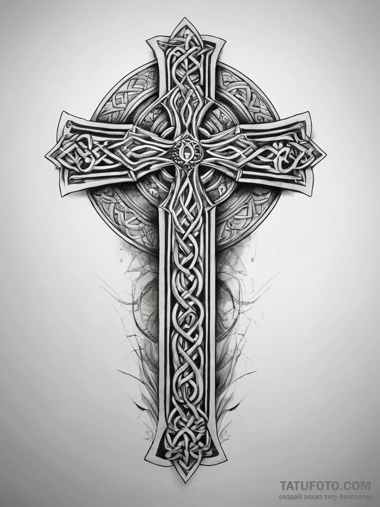 Tattoo sketch celtic cross, concept art for t... - эскиз тату (№1757555437_0, 11.09.2025 01:50) — Tatufoto.com