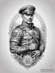 Tattoo sketch soldier with a paper, artistic... - эскиз тату (№1757556020_0, 11.09.2025 02:00) — Tatufoto.com