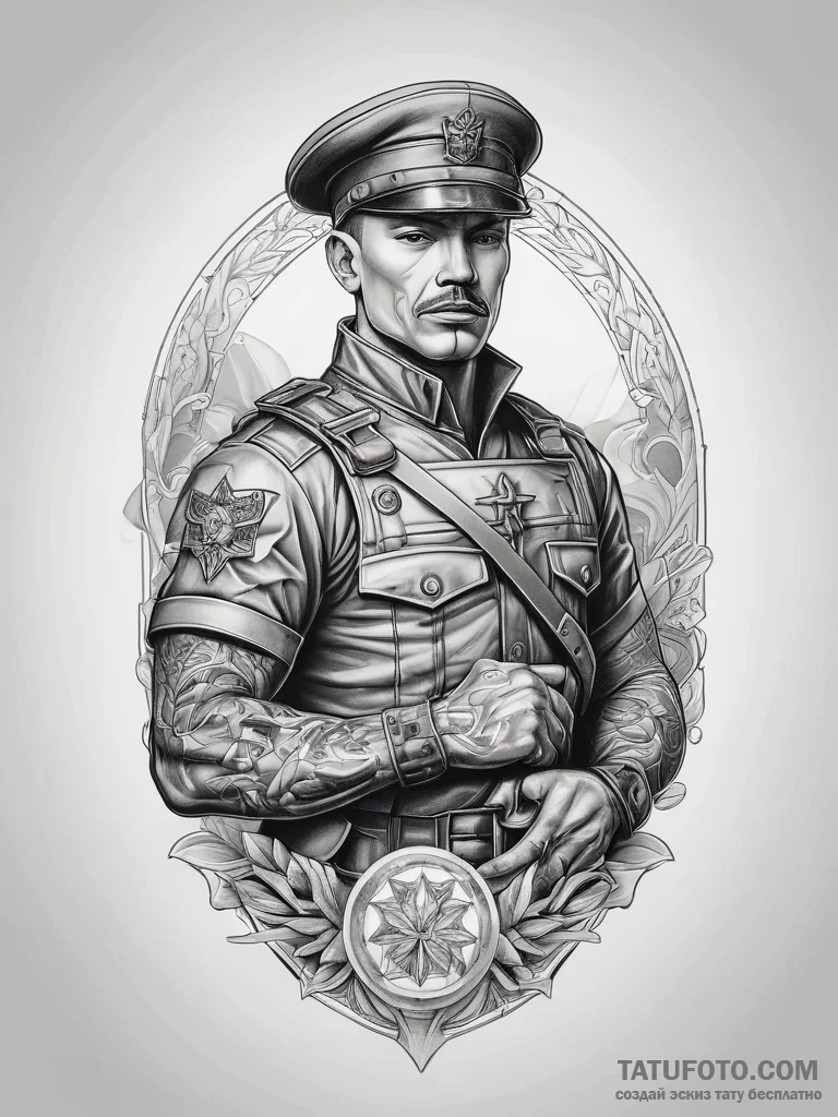 Tattoo sketch soldier with a paper, artistic... - эскиз тату (№1757556020_0, 11.09.2025 02:00) — Tatufoto.com