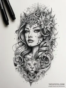 Tattoo sketch cosmic myth, artistic tattoo sk... - эскиз тату (№1757556602_0, 11.09.2025 02:10) — Tatufoto.com