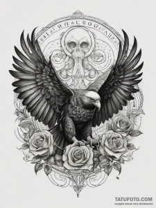 Tattoo sketch turkey vulture, concept art for... - эскиз тату (№1757558164_0, 11.09.2025 02:36) — Tatufoto.com