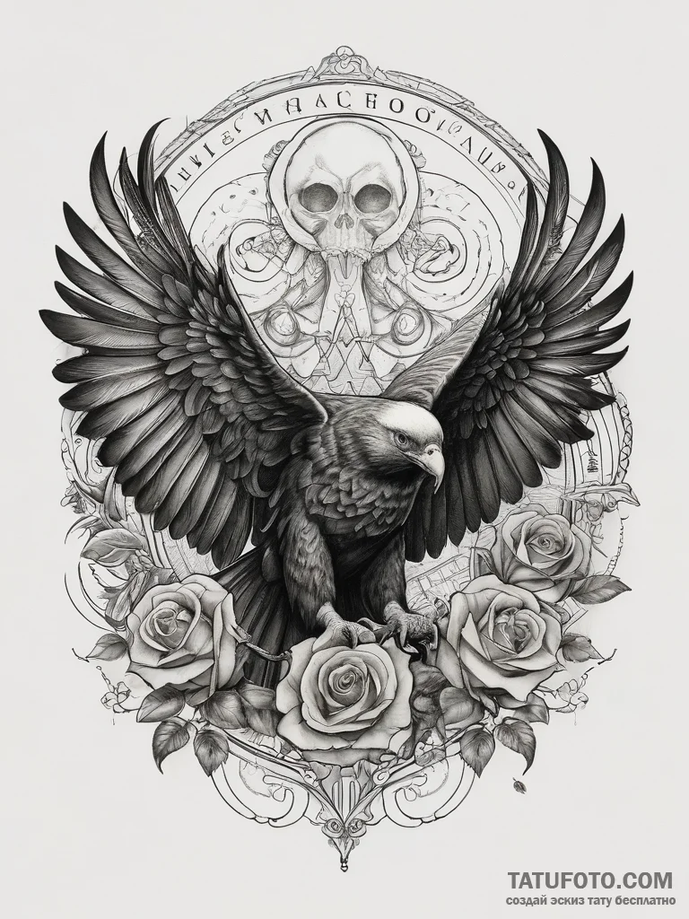 Tattoo sketch turkey vulture, concept art for... - эскиз тату (№1757558164_0, 11.09.2025 02:36) — Tatufoto.com