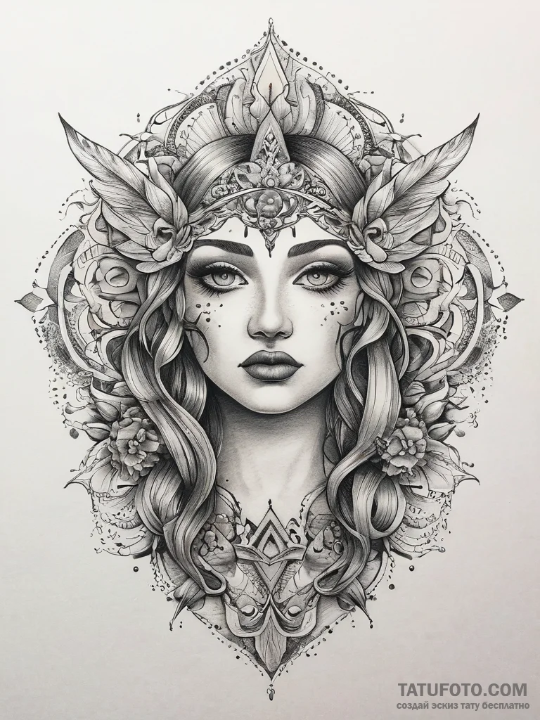 Tattoo sketch spiritual essence, tattoo line... - эскиз тату (№1757559911_0, 11.09.2025 03:05) — Tatufoto.com