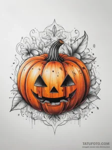 Tattoo sketch clove with a pumpkin, ink illus... - эскиз тату (№1757560302_0, 11.09.2025 03:11) — Tatufoto.com