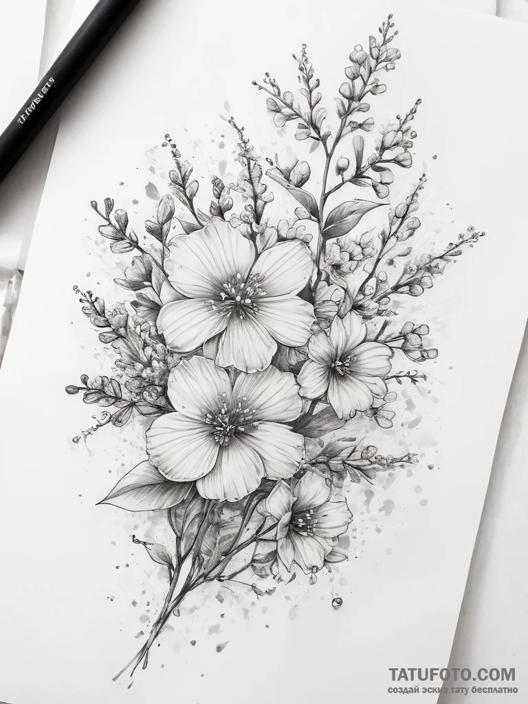 Tattoo sketch baby's breath - эскиз тату (№1757560691_0, 11.09.2025 03:18) — Tatufoto.com