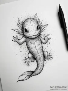 Tattoo sketch axolotl, tattoo drawing outline... - эскиз тату (№1757561084_0, 11.09.2025 03:24) — Tatufoto.com