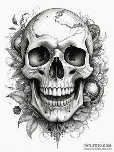 Tattoo sketch череп с землей - эскиз тату (№1757562254_0, 11.09.2025 03:44) — Tatufoto.com