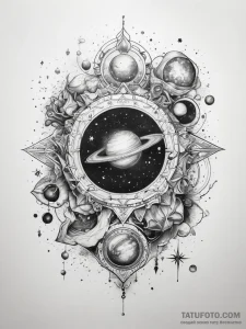 Tattoo sketch cosmic universe - эскиз тату (№1757563425_0, 11.09.2025 04:03) — Tatufoto.com