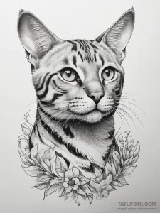Tattoo sketch bengal cat - эскиз тату (№1757563620_0, 11.09.2025 04:07) — Tatufoto.com