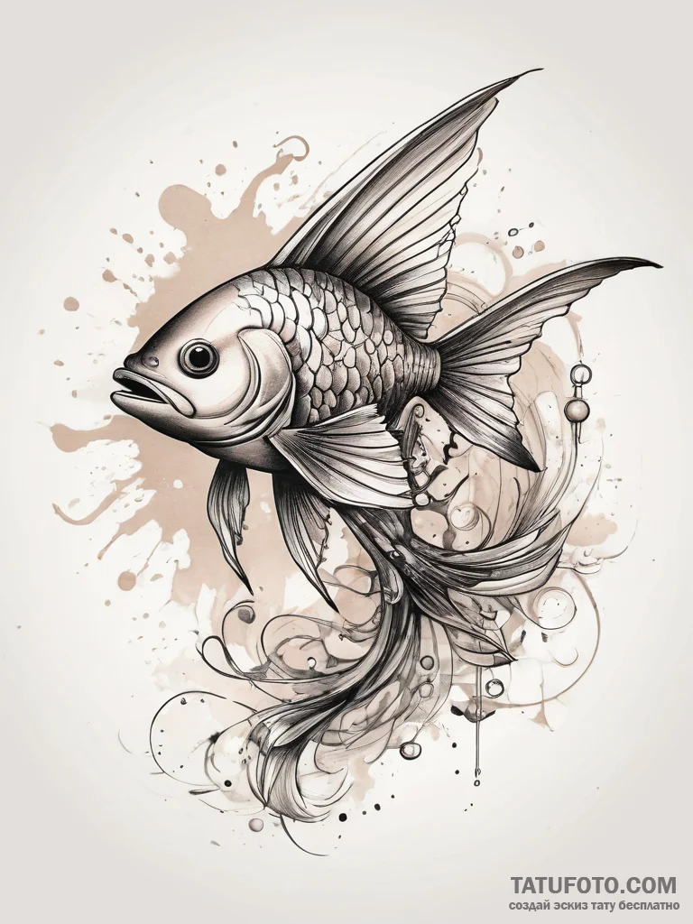 Tattoo sketch flying fish, artistic tattoo sk... - эскиз тату (№1757564207_0, 11.09.2025 04:16) — Tatufoto.com