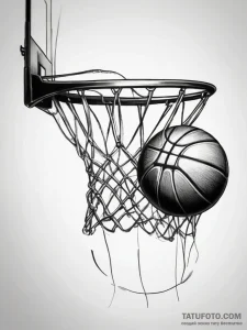 Tattoo sketch basketball with a hoop, tattoo... - эскиз тату (№1757564401_0, 11.09.2025 04:20) — Tatufoto.com