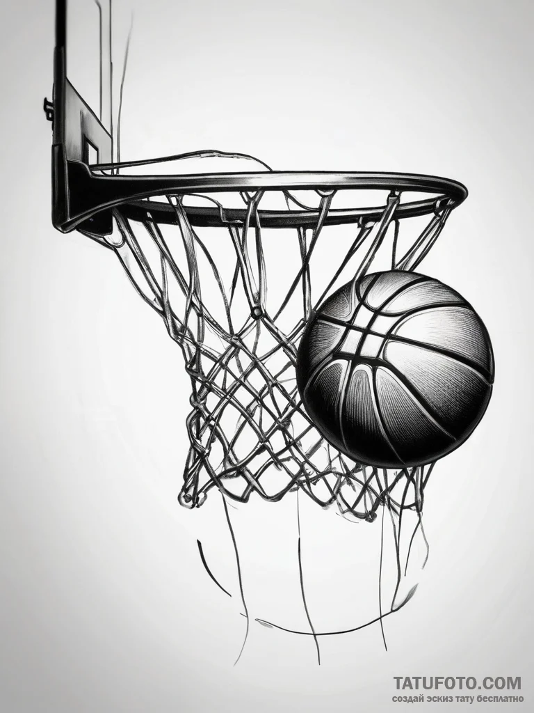 Tattoo sketch basketball with a hoop, tattoo... - эскиз тату (№1757564401_0, 11.09.2025 04:20) — Tatufoto.com