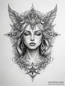 Tattoo sketch divine existence - эскиз тату (№1757564986_0, 11.09.2025 04:29) — Tatufoto.com