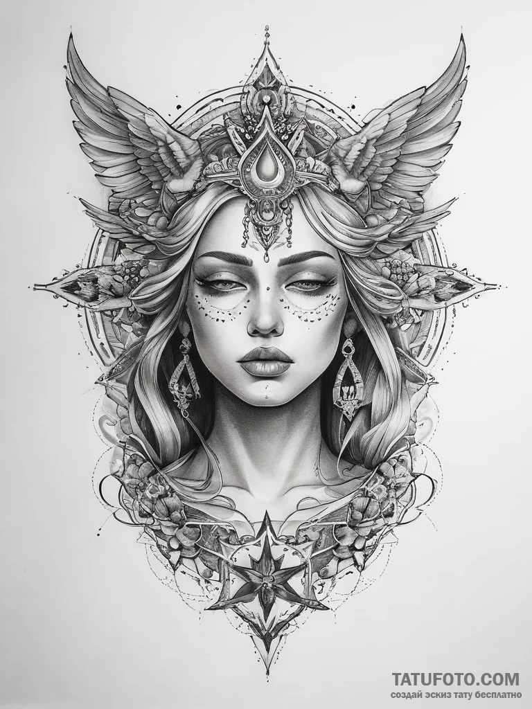 Tattoo sketch divine existence - эскиз тату (№1757564986_0, 11.09.2025 04:29) — Tatufoto.com