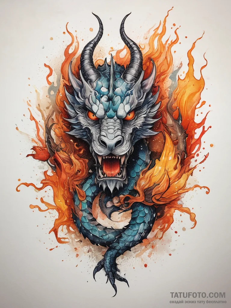 Tattoo sketch zmey gorynych, the three-headed... - эскиз тату (№1757565766_0, 11.09.2025 04:42) — Tatufoto.com
