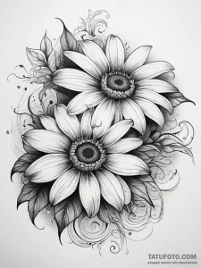 Tattoo sketch black-eyed susan, tattoo line a... - эскиз тату (№1757566350_0, 11.09.2025 04:52) — Tatufoto.com