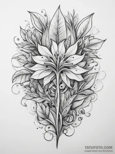 Tattoo sketch a symbolic plant, ink illustrat... - эскиз тату (№1757566545_0, 11.09.2025 04:55) — Tatufoto.com
