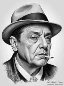 Tattoo sketch paul castellano with a hat - эскиз тату (№1757566936_0, 11.09.2025 05:02) — Tatufoto.com