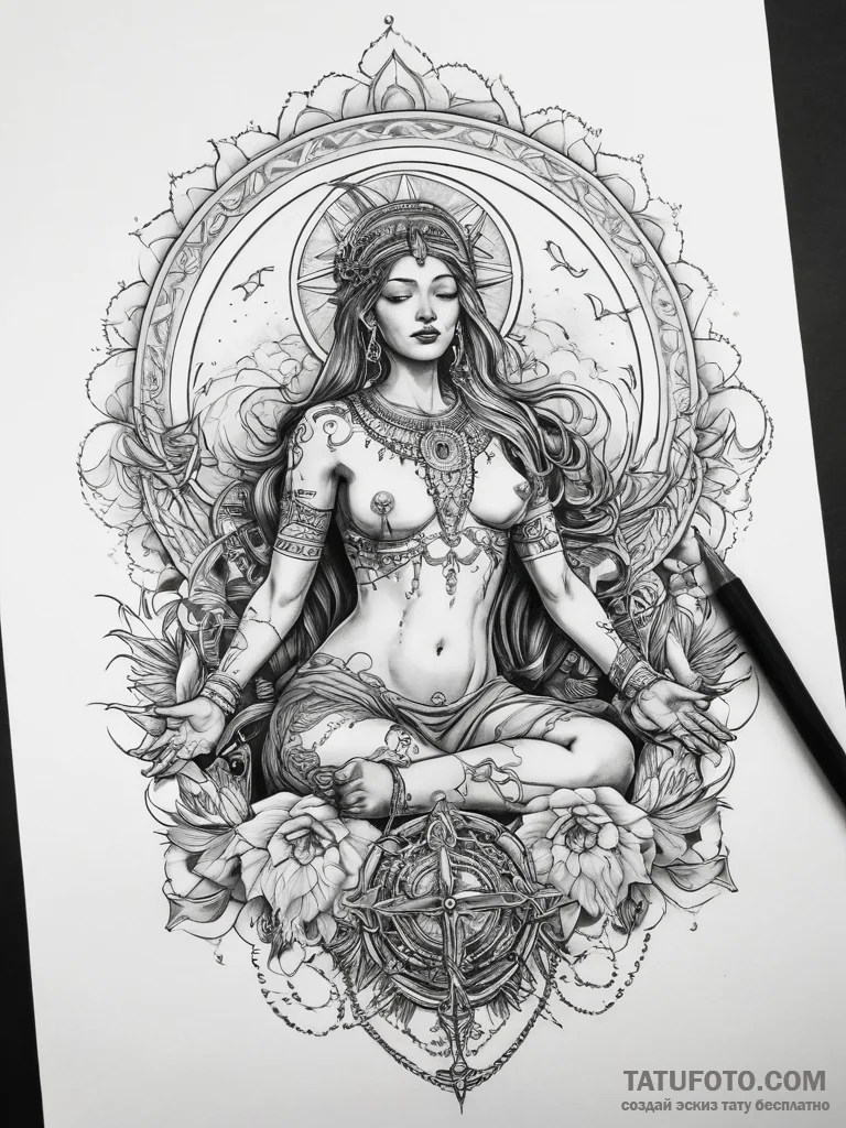 Tattoo sketch sacred scene - эскиз тату (№1757567519_0, 11.09.2025 05:11) — Tatufoto.com