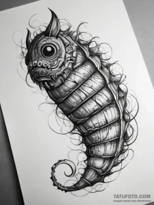 Tattoo sketch larva, artistic tattoo sketch,... - эскиз тату (№1757568296_0, 11.09.2025 05:24) — Tatufoto.com