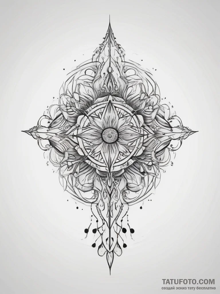Tattoo sketch sacred illustration, concept ar... - эскиз тату (№1757568687_0, 11.09.2025 05:31) — Tatufoto.com