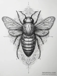 Tattoo sketch cicada, tattoo sketch design, b... - эскиз тату (№1757568880_0, 11.09.2025 05:34) — Tatufoto.com