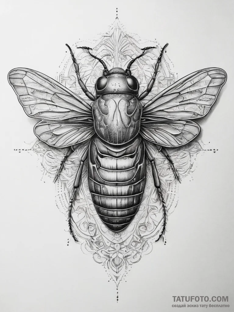 Tattoo sketch cicada, tattoo sketch design, b... - эскиз тату (№1757568880_0, 11.09.2025 05:34) — Tatufoto.com