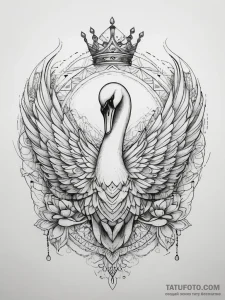 Tattoo sketch swan with crown, tattoo sketch... - эскиз тату (№1757570042_0, 11.09.2025 05:54) — Tatufoto.com