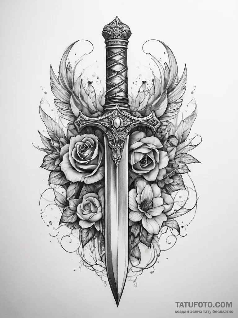 Tattoo sketch dagger - эскиз тату (№1757570434_0, 11.09.2025 06:00) — Tatufoto.com